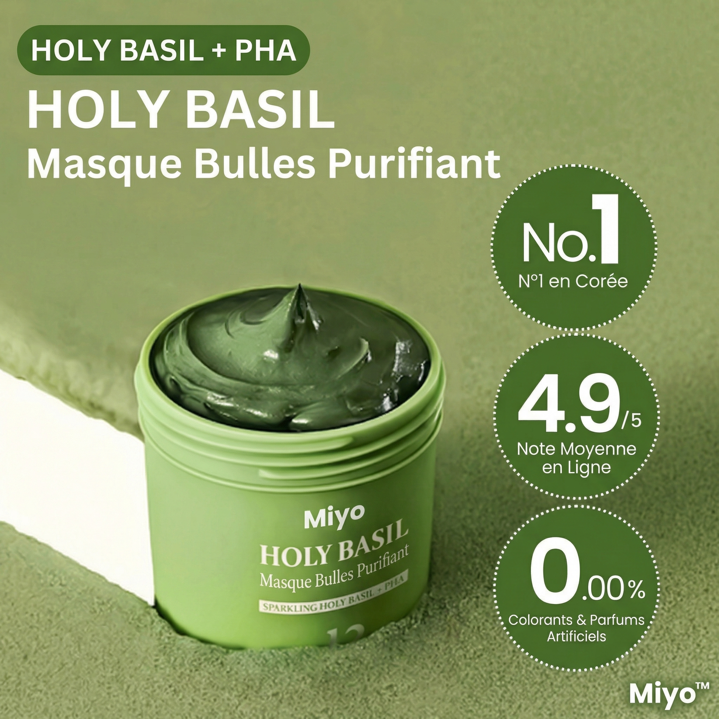 Miyo - Masque à bulles profond au basilic sacré